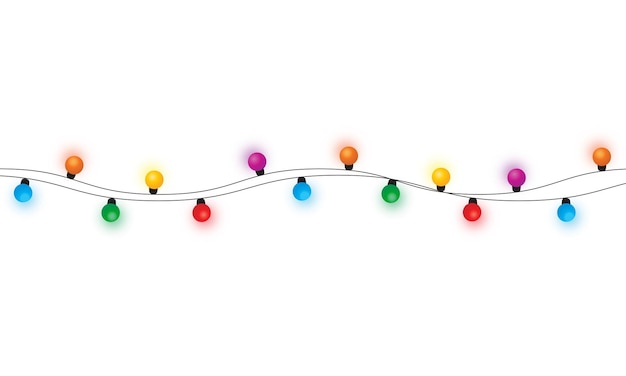 Cadena de luces de Navidad aislado en vector de fondo blanco