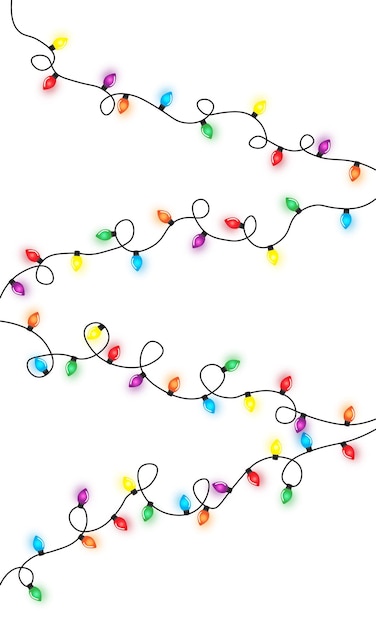 Cadena de luces de navidad aislado en vector de fondo blanco