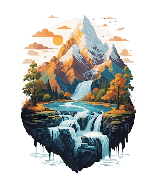 una cadena de montañas con un río que fluye