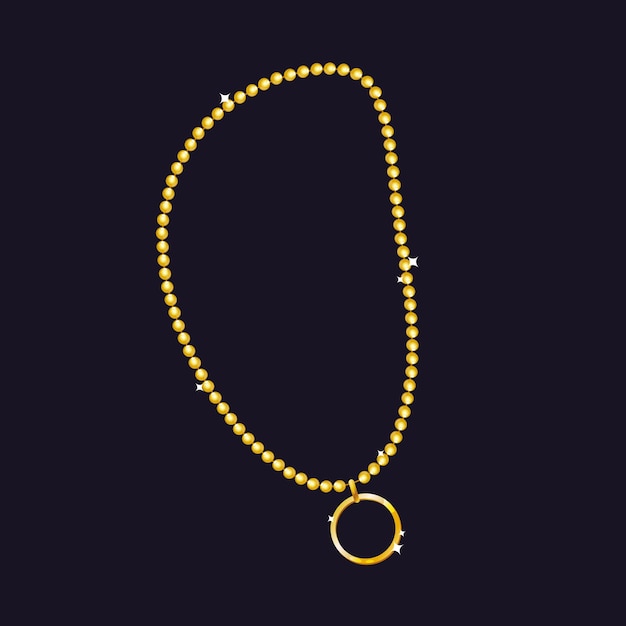 Cadena de oro de joyería vectorial con colgante