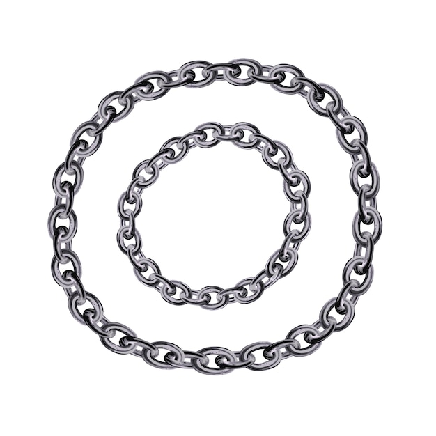 Una cadena de plata con un fondo blanco.
