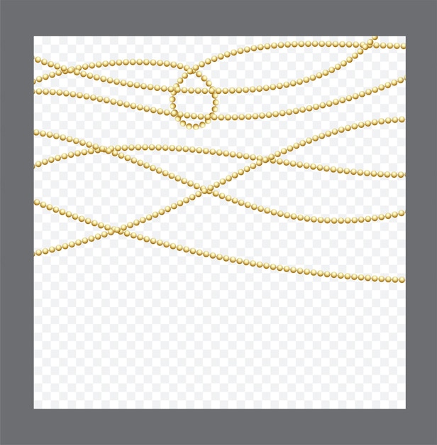 Cadena redonda de color dorado o bronce Cuentas de cadena realistas Elemento decorativo aislado Diseño de cuentas de oro Ilustración vectorial