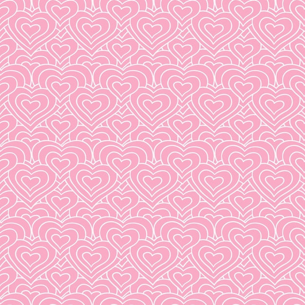 Cadena rosa de corazones vector de patrones sin fisuras. Fondo de amor