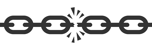 Cadenas rotas Conjunto de iconos de enlaces de cadenas rotas Ilustración vectorial de conexión perdida