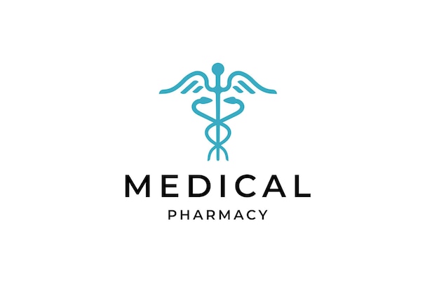 Caduceo farmacia logo icono diseño plantilla plana