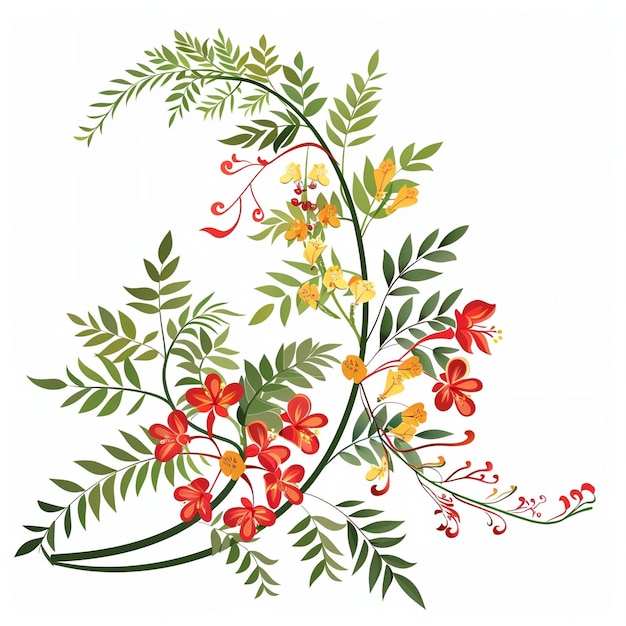 Vector caesalpinia pulcherrima giros florales