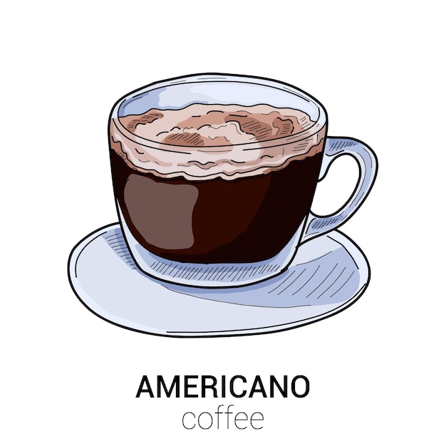 Vector café americano colorida ilustración vectorial aislada