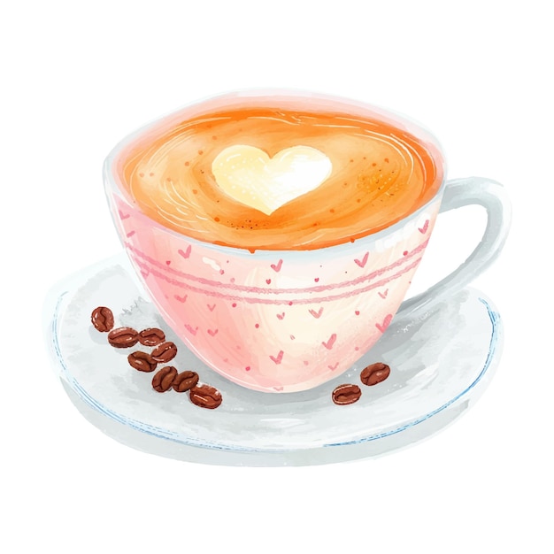 Café amor espuma con granos de fondo blanco 12