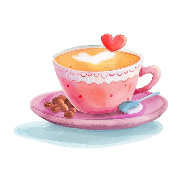 Vector café amor espuma con granos de fondo blanco 8