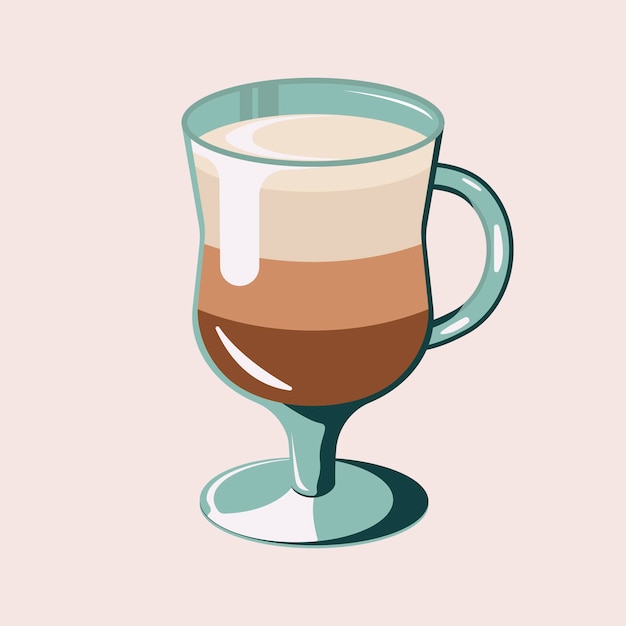 Café bebidas latte aislado vector ilustración Vidrio con asa