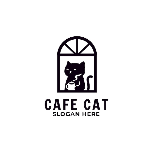 Café café gato logotipo