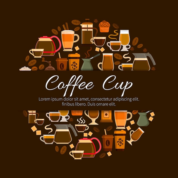 Café café o cartel de vector de menú de cafetería