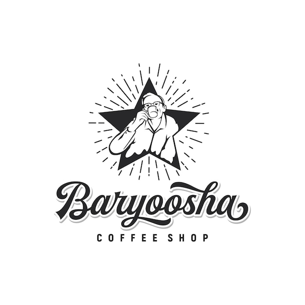 Café, cafetería, estrella, logotipo, inspiración, dibujo, barista