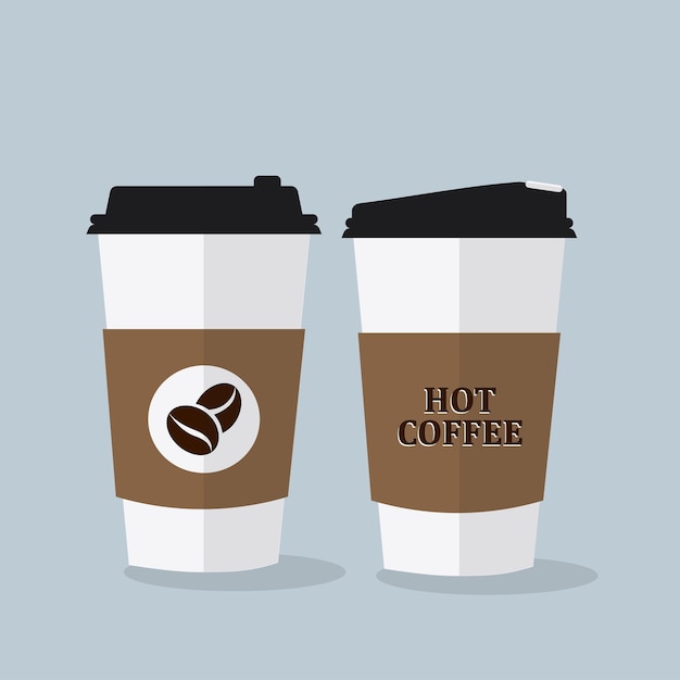 Café caliente en la taza de papel