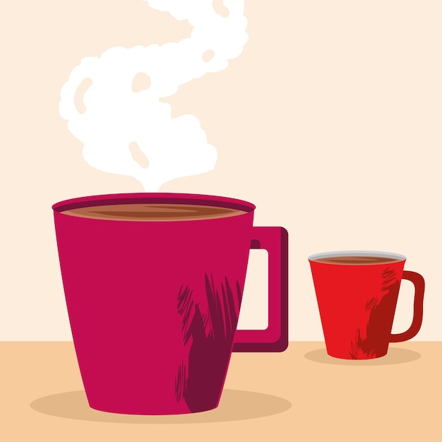 Café caliente en tazas