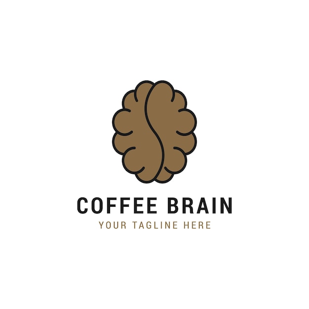 Café, cerebro, logotipo, diseño, vector, ilustración