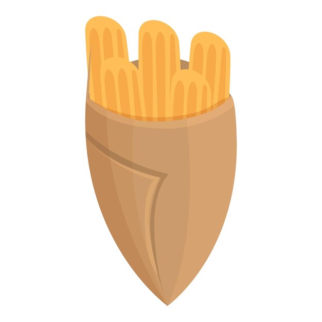 Café churro icono dibujos animados vector comida pastelería pastel mexicano
