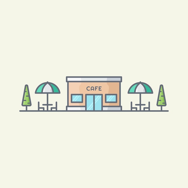 Cafe construyendo ilustración vectorial