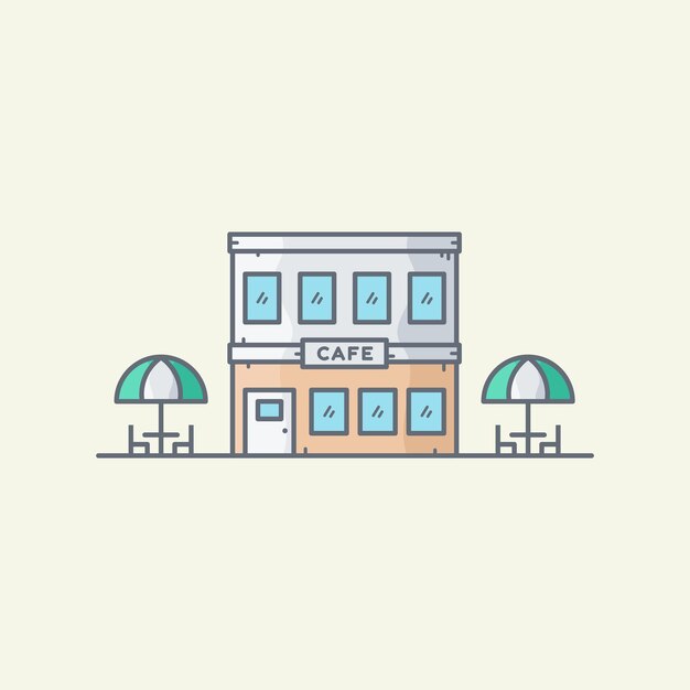 Cafe construyendo ilustración vectorial