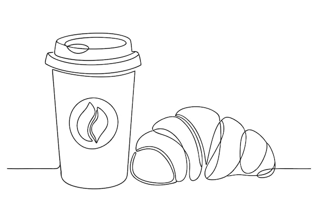 Café y croissant Un desayuno sencillo