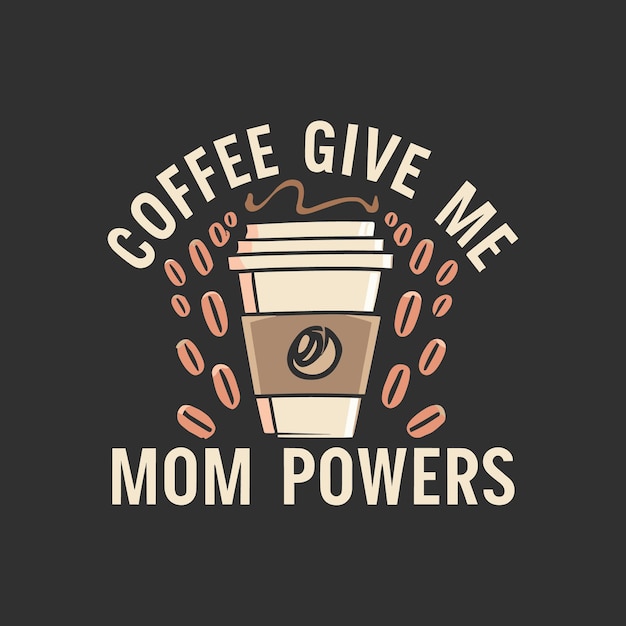 Café dame poderes de mamá café diseño de camiseta o letras de café juego de pegatinas generativo Ai