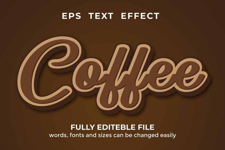 Vector café efecto de texto 3d editable estilo de texto moderno