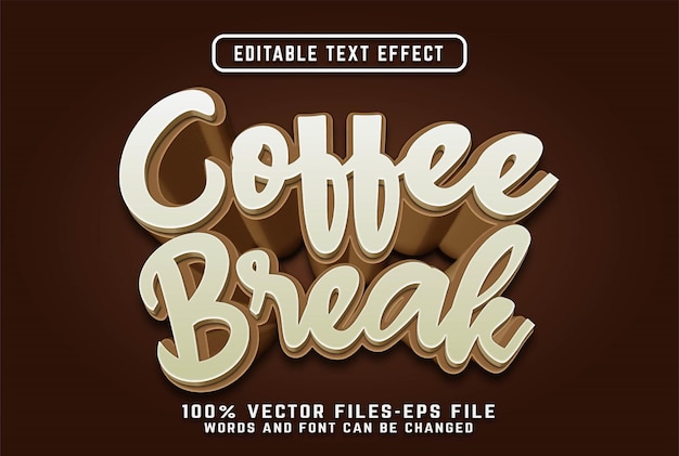 Vector café efecto de texto 3d vectores premium