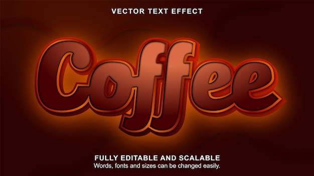 Café efecto de texto editable 3d Vector Premium con fondo