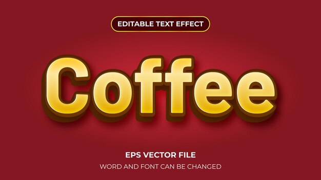 Café de efecto de texto editable con estilo 3d.