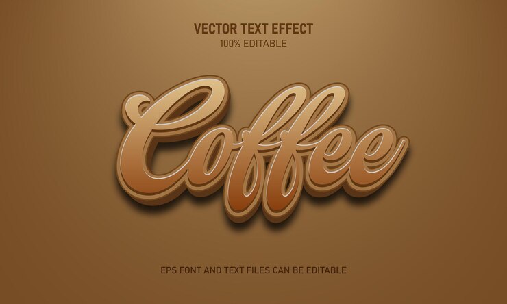 Vector café efecto de texto editable estilo de tendencia moderno