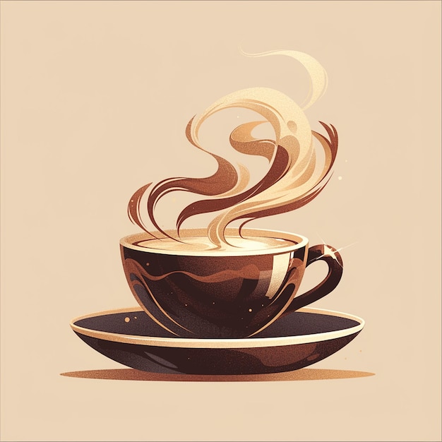 El café espresso rico tiene un aroma audaz al estilo de las caricaturas.