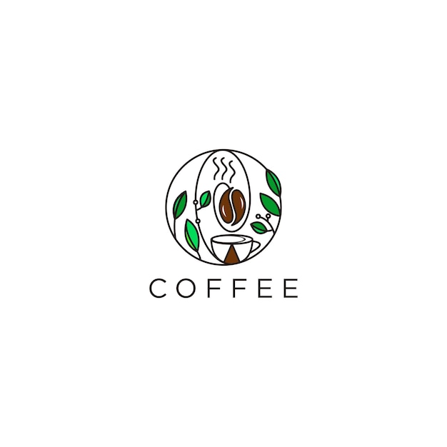 Café con estilo de línea logo icono diseño plantilla vector plano