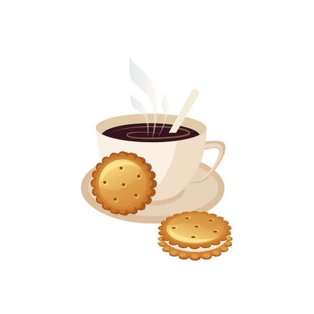 Vector café y galletas desayuno comida elemento icono aislado