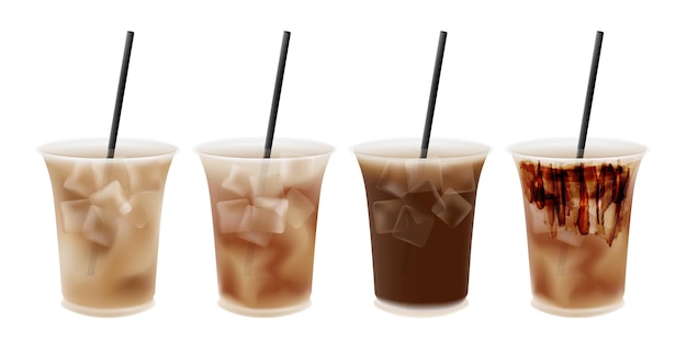 Café helado en taza de plástico