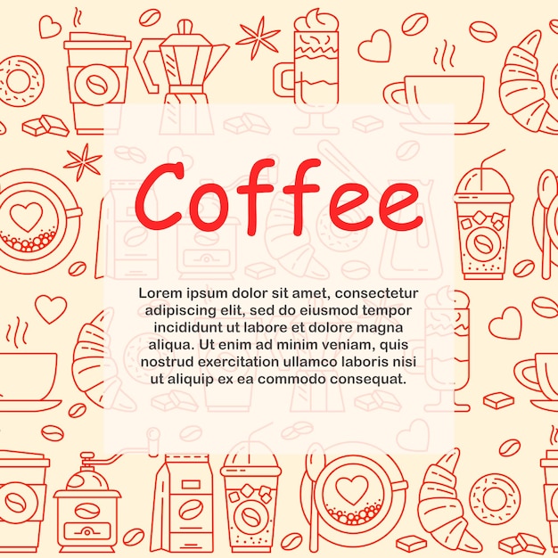 café, iconos, seamless, patrón