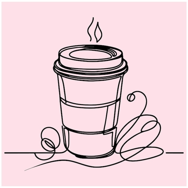Café para ir Taza de café Dibujo continuo de una línea dibujo de línea dibujo vectorial stock de ilustración
