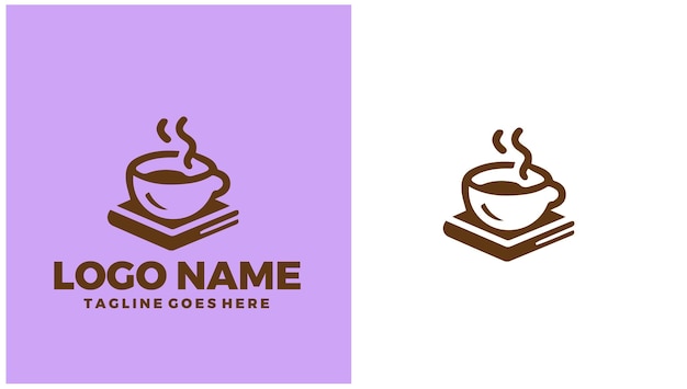 Café del libro Café literario Salón de lectura Café de la librería Ilustración de diseño de logotipo único