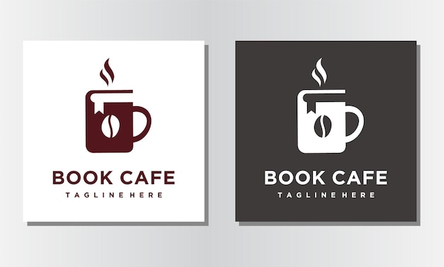 Café libro y taza minimalista logo diseño icono vector