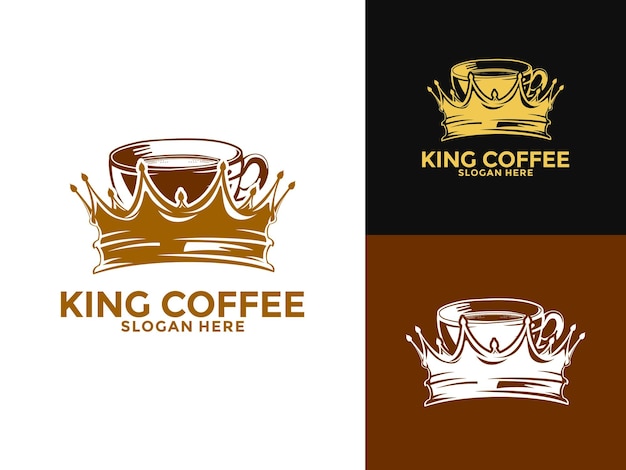 Café con logotipo de la corona Ilustración vectorial del logotipo del café del rey plantilla de diseño del logotipo de cafetería y cafetería