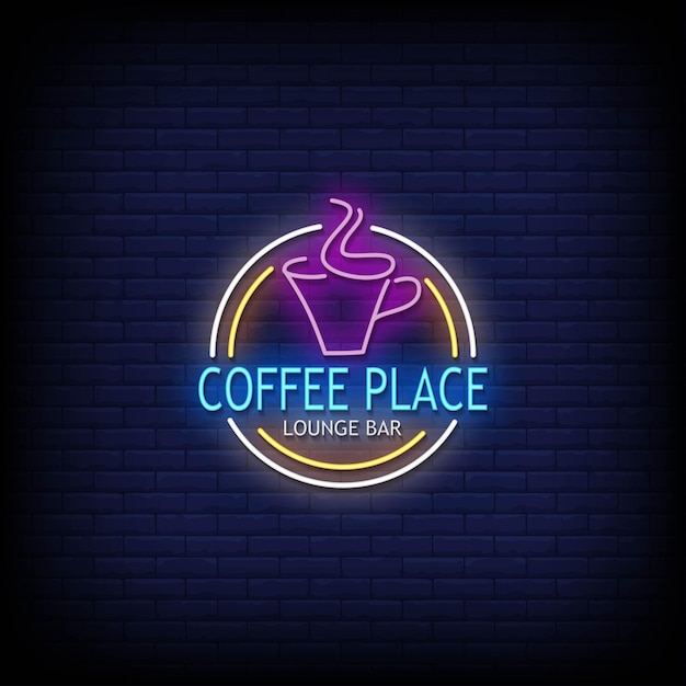 Café lugar letreros de neón estilo texto