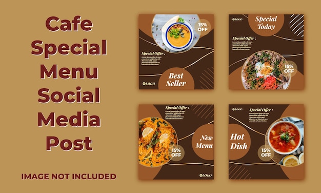 Café menú especial publicación en redes sociales