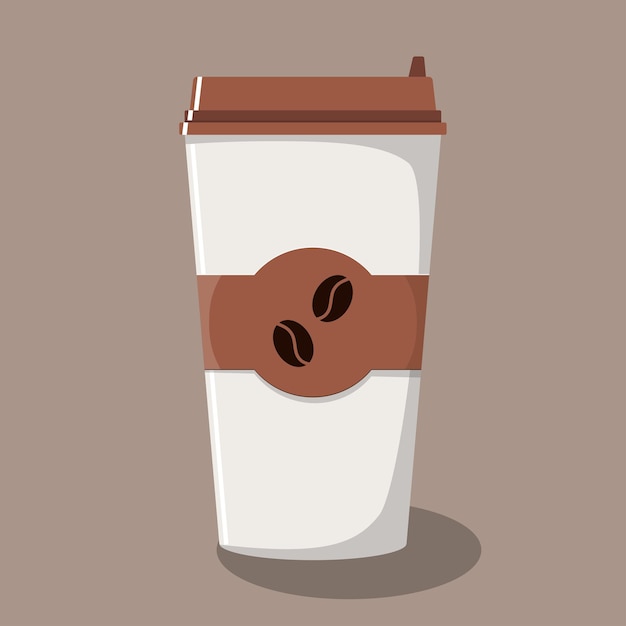 Café de papel Taza con tapa y emblema con granos de café Café para llevar Café para llevar