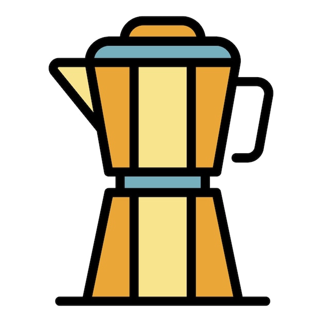 Café preparar hervidor icono Contorno café preparar hervidor vector icono color plano aislado