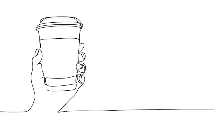 Vector café quitar una línea continua café en el arte de la línea de la mano arte vectorial dibujado a mano