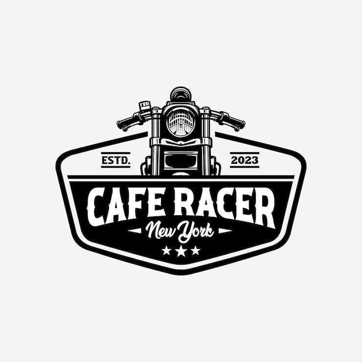 Vector cafe racer emblem badge logo vector aislado en fondo blanco mejor para garaje de motos y mech