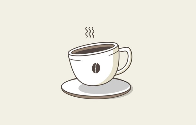 café taza icono vector línea signo café caliente