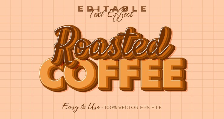 Vector café tostado efecto de texto editable estilo de fuente en estilo gráfico
