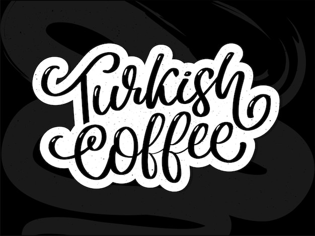 Café turco carta vector logo tipografía signo en blanco y negro cartel publicitario o diseño de plantilla letrero de café de logotipo de letras modernas elementos de diseño ilustración vectorial