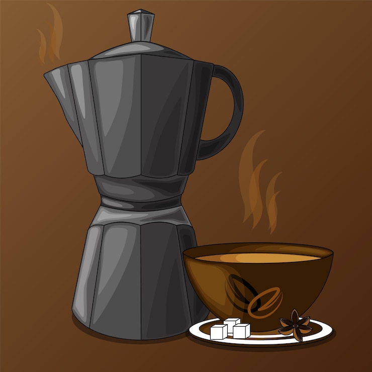Vector café vectorial, objeto abstracto sobre fondo marrón