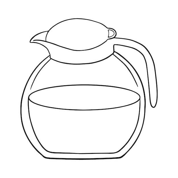 Cafetera para dibujos animados de línea de doodle de café